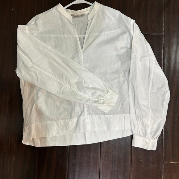 Everlane White Long Sleeve Top Banded Collar 6 - Picture 4 of 7